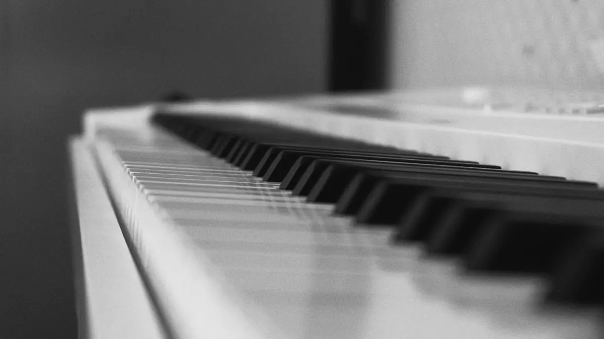 Piano keys in soft light